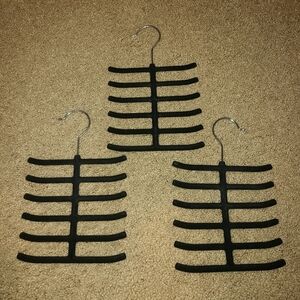 Black Velvet Tie/Scarf Hangers Set of 3